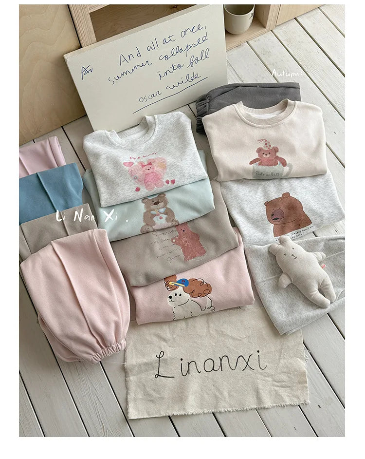 Kids Clothes Sets 2025 Autumn Winter Sport Suits for Boys Cartoon Sweatshirts+pants Tracksuits for Girls Toddler Outfits Sets