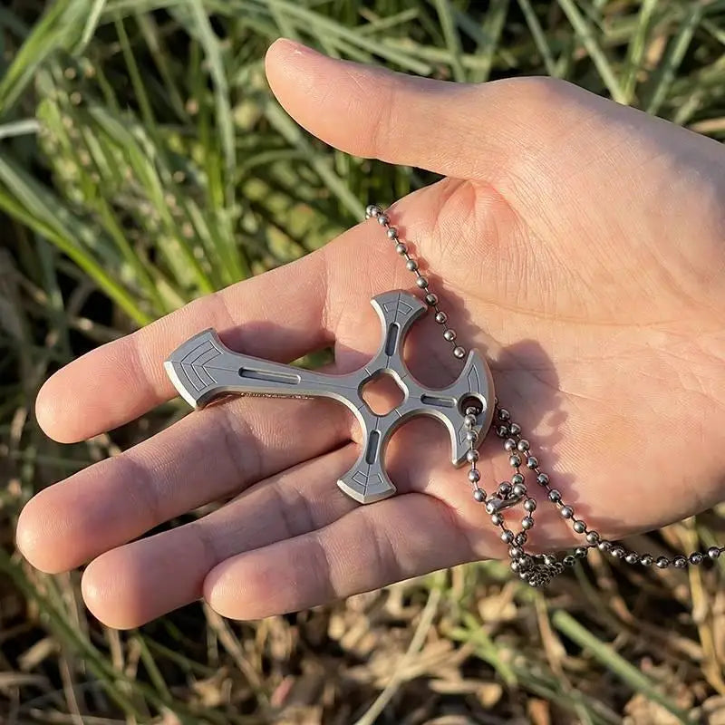 Cross Necklace For Men Self Defense Keychain Accessories With Beads Chain Pendants EDC Multi Tools Fashion Jewelry Cool Gadgets