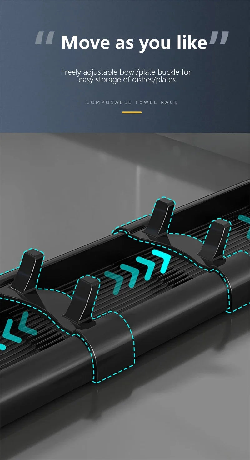 Kitchen Cabinet Dish Storage Rack Drawer  Built-in Dish Drain Rack Plate Divider Storage Rack  Kitchen Accessories Organizer