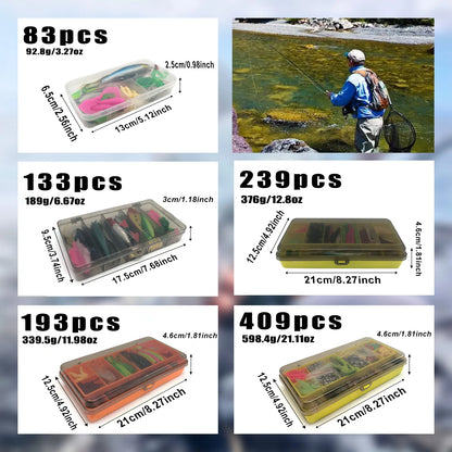 Fishing 83/133/193/239/409pcs Fishing Lure Kit For Trout/Pike/Bass Multi-Lure Fishing Set Layered Tackle Pro Gear Tackle Box