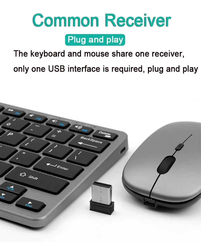 Bluetooth 5.0 &2.4G Wireless Keyboard and Mouse Combo Mini Multimedia Keyboard Mouse for Computer Laptop PC iPad Macbook Android