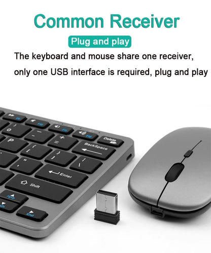 Bluetooth 5.0 &2.4G Wireless Keyboard and Mouse Combo Mini Multimedia Keyboard Mouse for Computer Laptop PC iPad Macbook Android