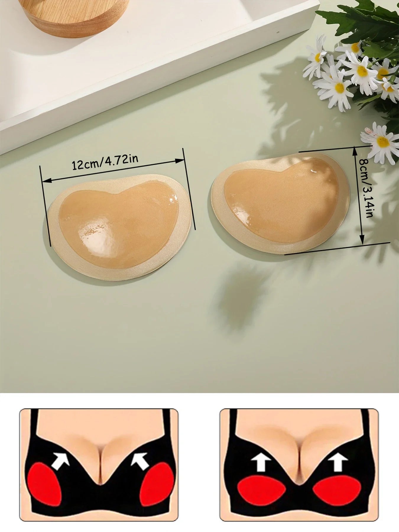 1Pair Silicone Bra Inserts Breast Pads Sticky Push-up Women Bra Cup Thicker Nipple Cover Patch Bikini Inserts for Swimsuit