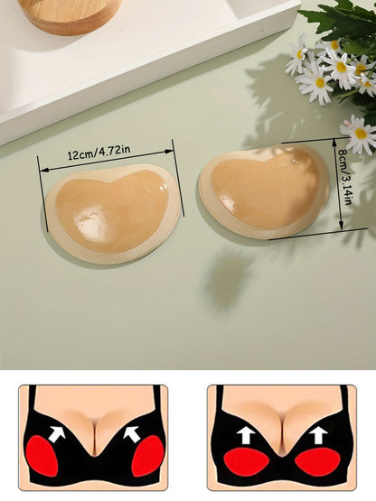 1Pair Silicone Bra Inserts Breast Pads Sticky Push-up Women Bra Cup Thicker Nipple Cover Patch Bikini Inserts for Swimsuit
