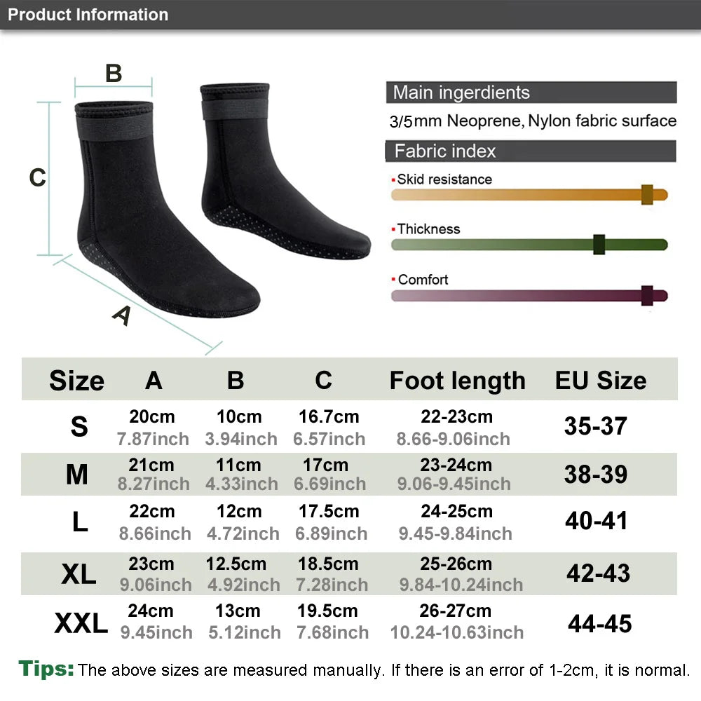 3mm Neoprene Diving Socks Wetsuit Shoes Non-slip Adult Warm Patchwork Elasticity Diving Surfing Boots for Swimming Snorkeling