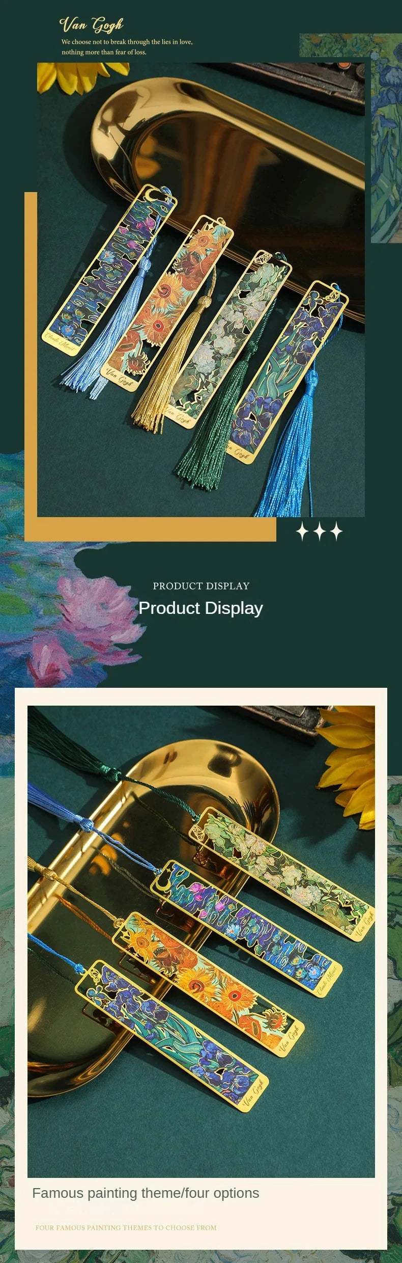 1 Pc Metal Sunflower Hollow Bookmark Chinese Style Creative Painted Book Holder Tassel Pendant Kids Stationery School Supplies