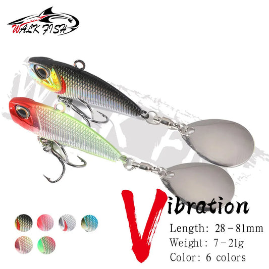 WALK FISH 7g 11g 15g 21g Spinner Bait Metal VIB Fishing Lure Rotating Tail Vibration Sequins Japan Wobbler Trolling Bait Pesca