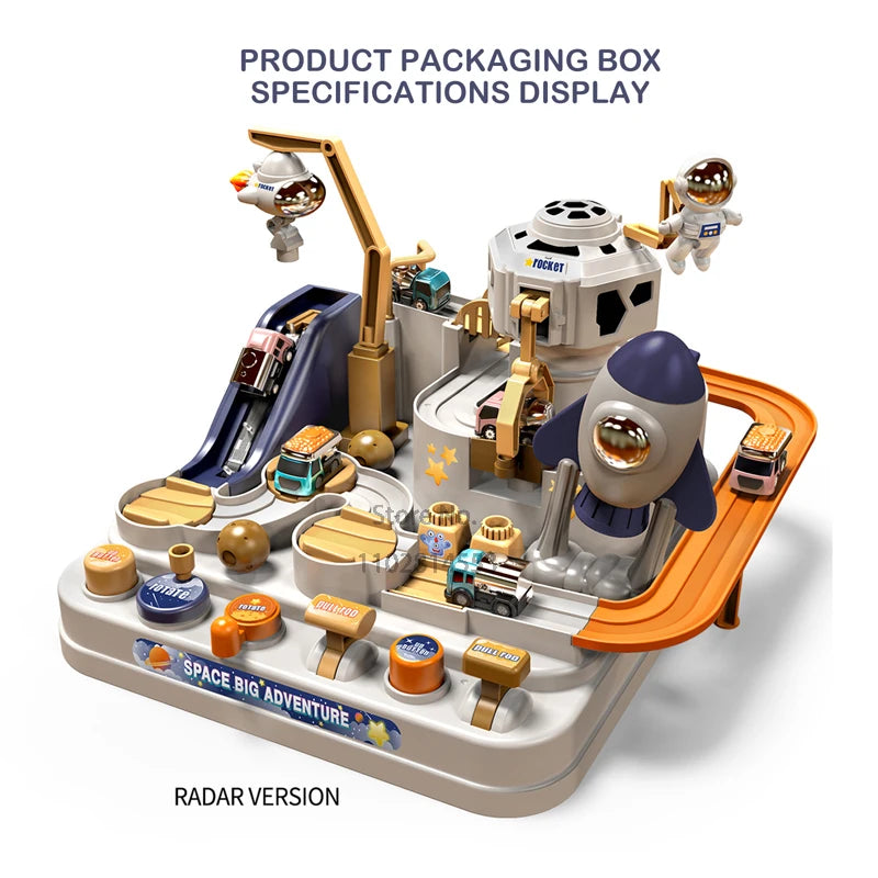 Car Train Track Sets Racing Rail Model Educational Toys Children Adventure Game Mechanical Interactive Animals Space Rocket Toy