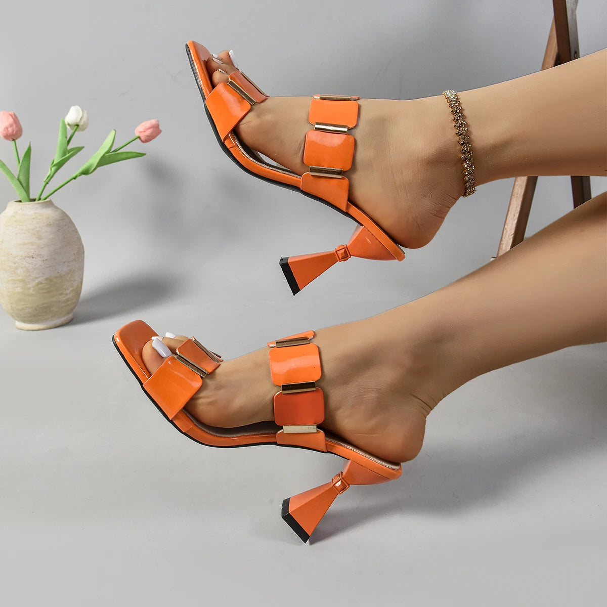 Shoes for Women 2025 Women Fashion Spring Summer High Heel Sandals Lady Sexy Comfortable Female Cute PU Sandals Women Shoes