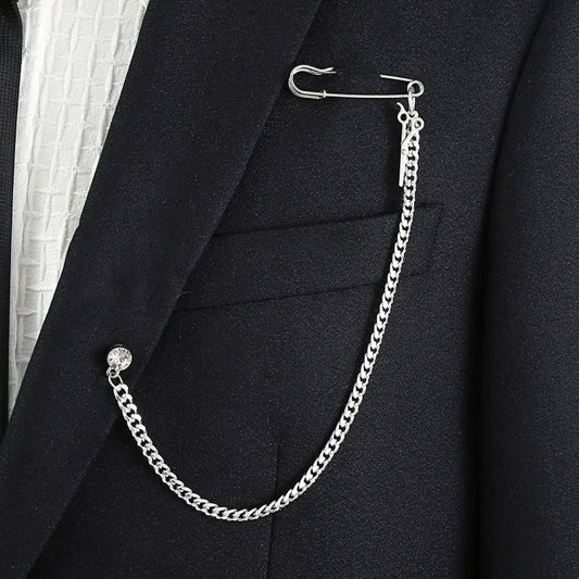 Chain Brooch for Men Long Chains Pins Men's Fashion Suit Accessories Personality Exaggerated Trendy Mens  Brooches