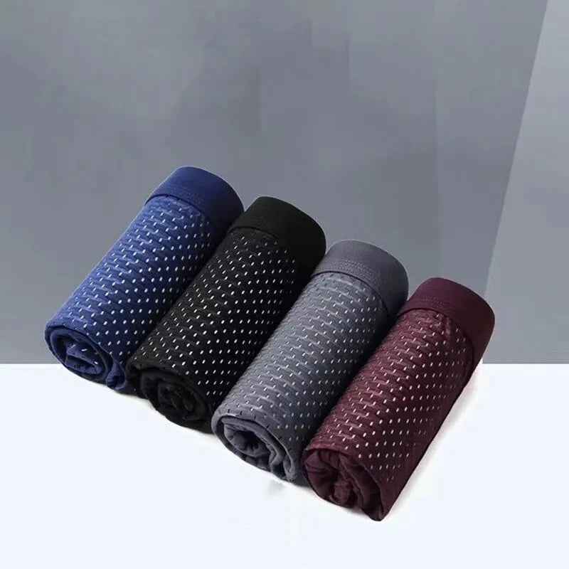 4Pcs/Lot Ice Silk Men's Boxer Pantie Underpant plus Size 4XL Shorts Breathable Underwear Men's Panties Ultrathin Shorts Trunk
