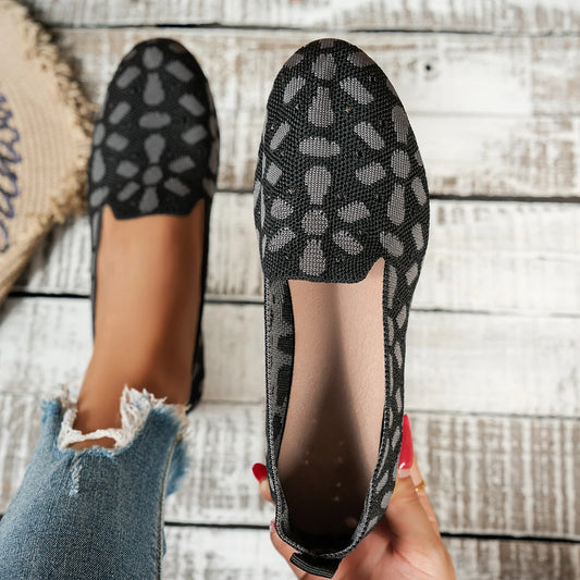 Women's shoes with niche-designed patterns, featuring comfortable flat soles, suitable for various outfits.
