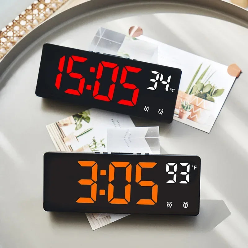 Digital Alarm Clock Travel Clock with Temperature Table Clock Large Display for Bedroom Office Kitchen Home Decoration
