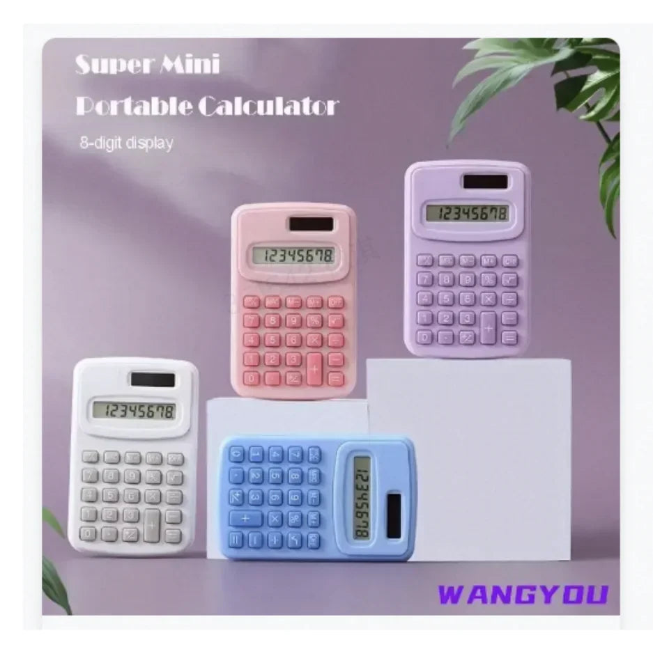 Small Solar Calculator Portable Calculator Cute 8 Digits LCD Electronic Calculator Home Office Primary School Teaching Supplies