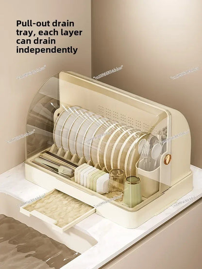 Kitchen Bowl Rack, Tableware Storage Box, Household with Lid, Tableware, Bowl Box, Dish Drain Rack, Plastic Cupboard