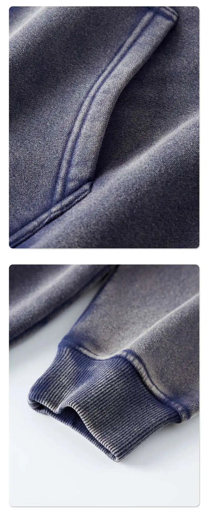 IEFB Men's Wear Wax Printing Vintage Male Hoodies Oversized Loose Zipper Water Washed Plush Sweatshirt Trendy New 9C9349