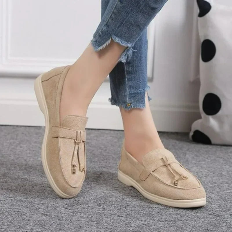 Women Shoes Brand Casual Flat Shoes Leather Cashmere Single Shoes Ladies Walking Non Slip Chaussure Femme Zapatos De Mujer
