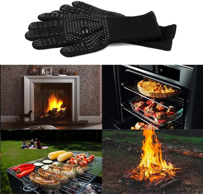 BBQ Gloves Silicone Heat-Resistant Glove Kitchen Microwave Oven Mitts 500 800 Degree Fireproof And Non-Slip Barbecue Gloves