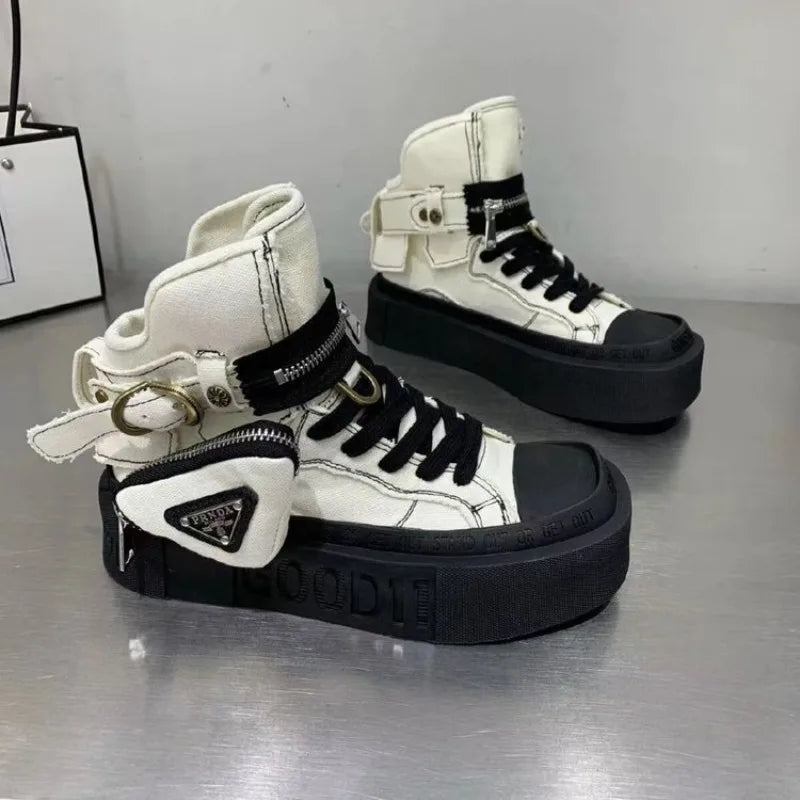 Shoes for Women  Women's Ankle Boots Trendy Retro Denim High-top Women Shoes High-quality Platform Luxury Lady Shoes Botas Mujer