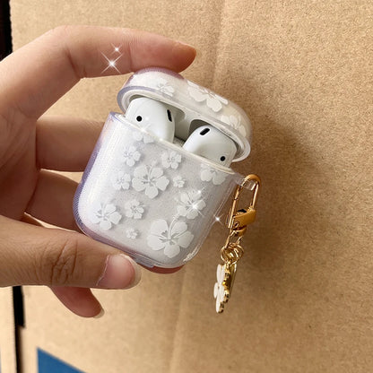 Clearance_Fashion Soft Silicone Cover For AirPods 3 pro2rd Cute Clear White Flower Pendant Earphone Case For Apple AirPod Pro 2 