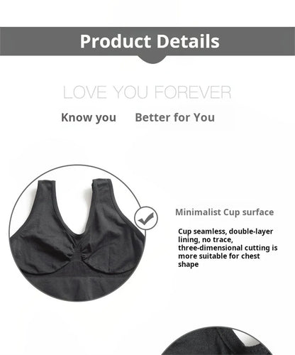 Women Seamless Bras Camisole Underwear Crop Top XXL 3XL Black Pure Color Sports Gym Running Fitness Yoga