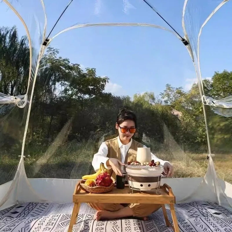Outdoor Transparent Panoramic Tent Creative Windproof Courtyard Dinner Dome Camping Tents Family Travel Parties Equipment