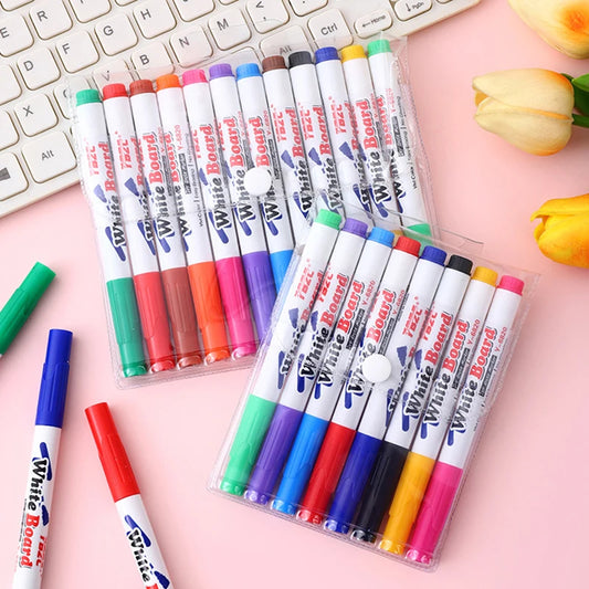 8/12 Color Erasable Whiteboard Pen Set Children's Color Floating Pen Children's Creative Water Floating Pen Painting Stationery