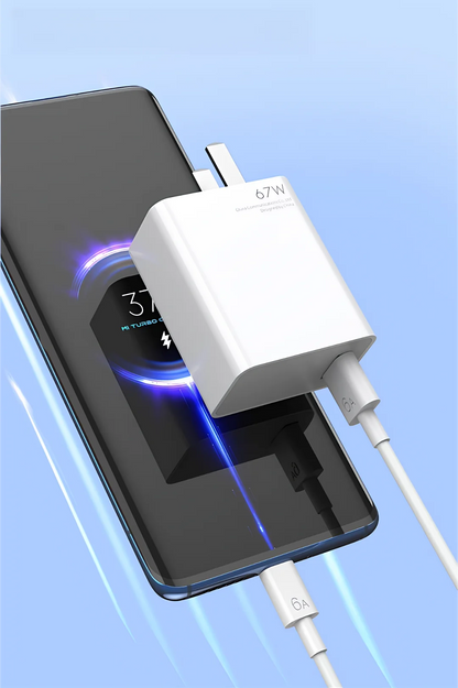 US Plug 6A 67W Ultra Fast Charger for Xiaomi 10T 11 12 Lite 13T Redmi Note 10 11T 12T 13 POCO X4 X5 F5 Type C USB Charging Cable