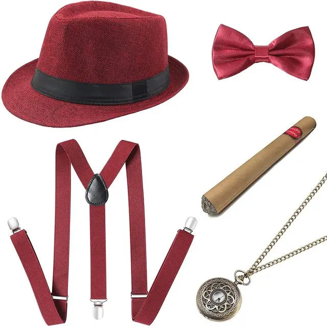 Halloween Cosplay 1920s Men Accessories Set Roaring 20s Costume Retro Gatsby Gangster Grandpa Accessories Set