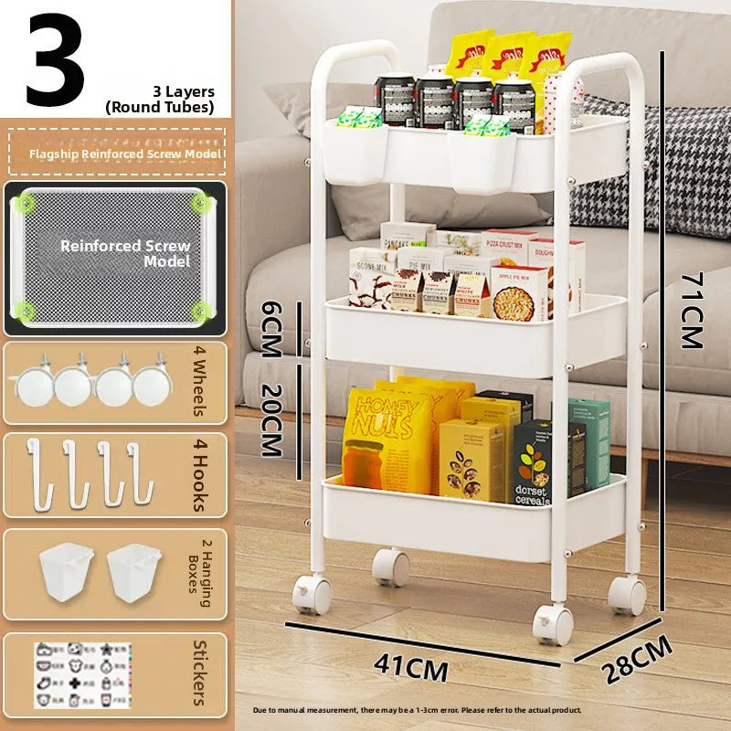 Kitchen Storage Ra Doorstep Drop off Mobile Cart Standalone Floor-Mounted Multi-Functional Organizer for Cooking Utensils