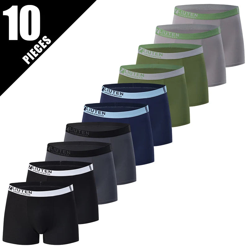 4/10 Pack Teenagers To Adults Parent-child Boyshort Simple Fashion Multi-size Shorts Men's Comfortable Underwear Elastic Waist P