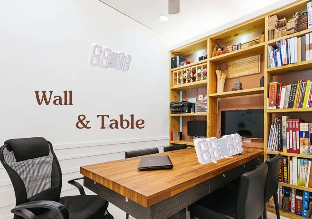 Wall Clock Digital Alarm Modern Kitchen Electronic Smart 3D USB Power Supply LED Time Date Temperature Display Desktop Bedroom