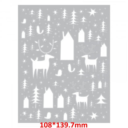 Christmas Tree Reindeer Star Doodle Background Metal Cutting Dies for DIY Scrapbook Christmas Paper Card Decoration Paper Craft