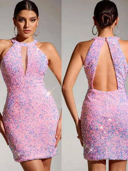 Sexy Irregular Womens Dresses Halter Club Elegant Party Short Summer Dress Woman Clothing Bodycon Evening Prom Dress Vestido X98