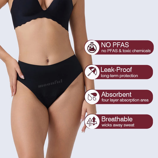 Seamless Period Underwear Girls High Waist Menstruation Panties Women's Menstrual Panties Ladies Menstrual Underwear Leak Proof