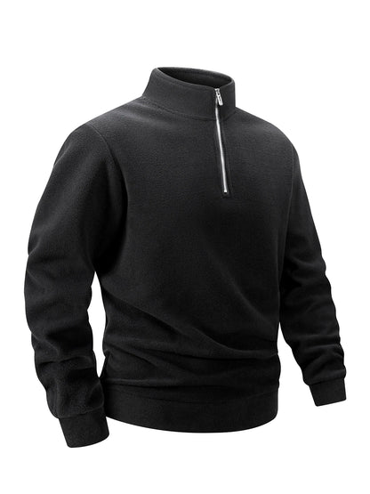 2025 Men Casual Fleece Sweatshirts Tops Men Sport Classic Stand Collar Sweatshirts Men’s Quarter Zip Hoodie Basic Pullover 3XL