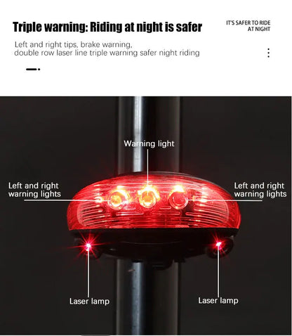Bicycle Rear Light Red Tail Light LED Night Safety Warning Light Cycling Taillight Easy to Install Lantern for Bike Accessories