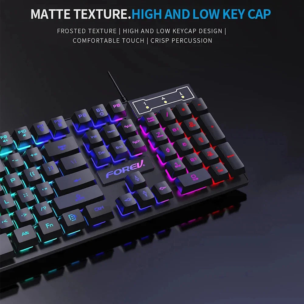 Wired Office Gaming Keyboard Mouse Set USB RGB Backlight Luminous Mechanical Feel Keyboard For Laptop Computer PC Accessories