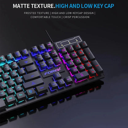 Wired Office Gaming Keyboard Mouse Set USB RGB Backlight Luminous Mechanical Feel Keyboard For Laptop Computer PC Accessories