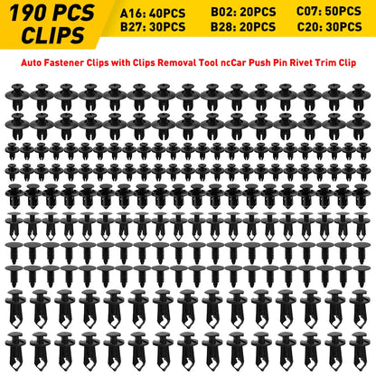 190 PCS Car Fastener Clip Kit Bumper Fender Rivet Clips Auto Body Push Retainer Pin Rivet Bumper Door Trim Panel Retainer Repair