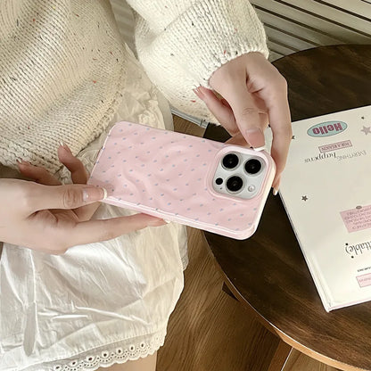 Korean ins Simple Full Screen Wave Point Wrinkles Phone Case for iPhone 16 15 14 13 Pro Max Back Cover Fund