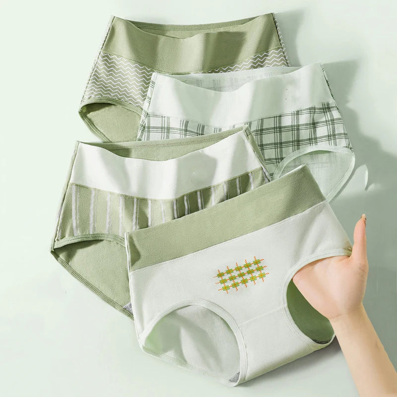 4PCS High Waist Women's Panties Body Shaper Underwear Breathable Cotton Underpants  Plus Size M-5XL Panty Slimming Female Briefs