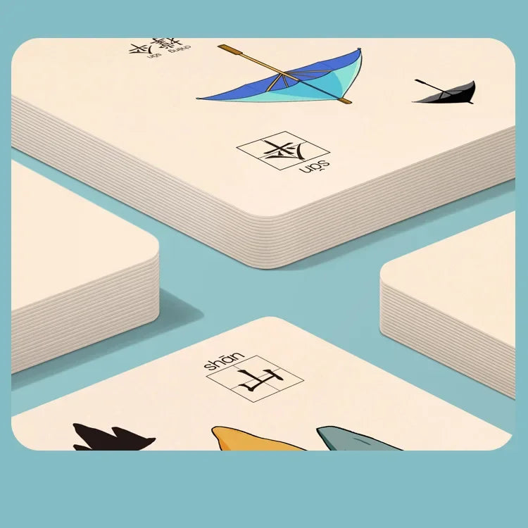 Characters Picture Enlightenment Double Literacy Card Children's Kindergarten Chinese Pinyin Card Hanzi Learning Age