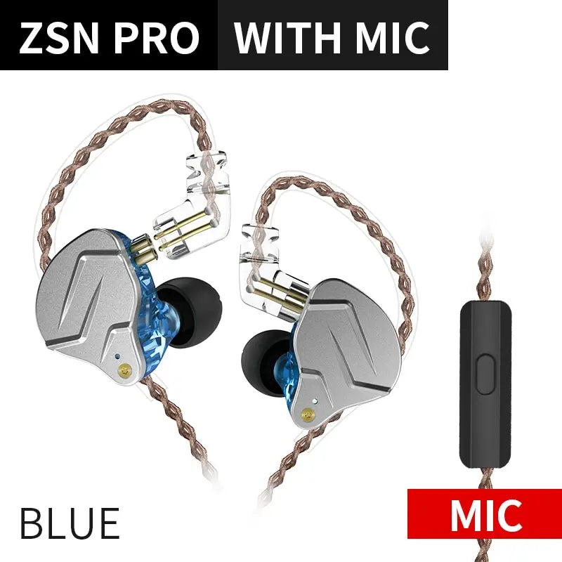 KZ ZSN PRO 1BA 1DD Hybrid Drive In Ear Earphones HIFI Metal Bass Earbud Sport Music Headset Replaceable