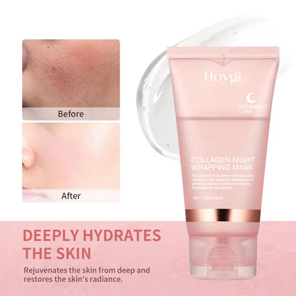 Collagen Overnight Wrapping Peel Off Facial Mask Set Korean Collagen Night Wrapping Mask Deeply Hydrates Night Care Mask Cream