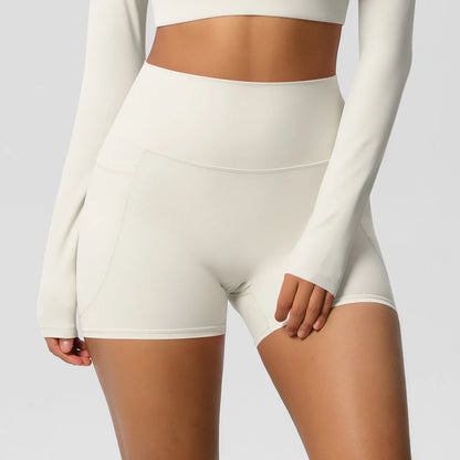 Women Sports Short With PocketedYoga Legging Shorts Squat Proof High Waist Fitness Tight Shorts Quick Drying Cycling Workout Gym