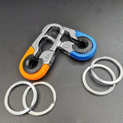 Men's Keychain Hook Stainless Steel Buckle Outdoor Carabiner Climbing Tool Double Ring Car Fishing Key Ring Car Accessories