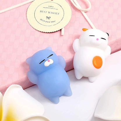 50-5 PCS Random Kawaii Mochi Squishy Fidget Toy Mini Cute Soft Cat Anti Stress Reliever Sensory Squeeze Xmas Gift for Adult Kid