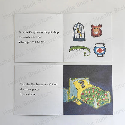 12 Books Pete the Cat I Can Read Phonics English Picture Book Story Pocket Book for Children Kids Montessori Bedtime Reading