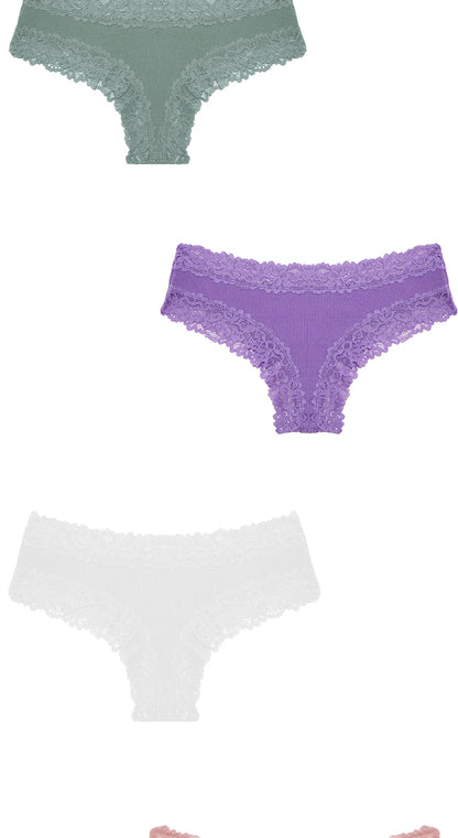3PCS/Set Women Sexy Lace Panties Cotton Seamless Brazilian Panties Female Sexy Low Rise Soft Underwear G-String Lingerie S-XL